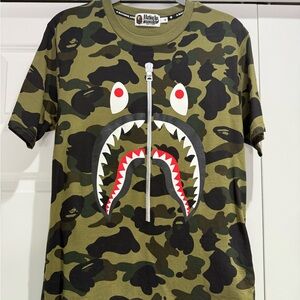 A Bathing Ape Camo Shark Graphic Tee
